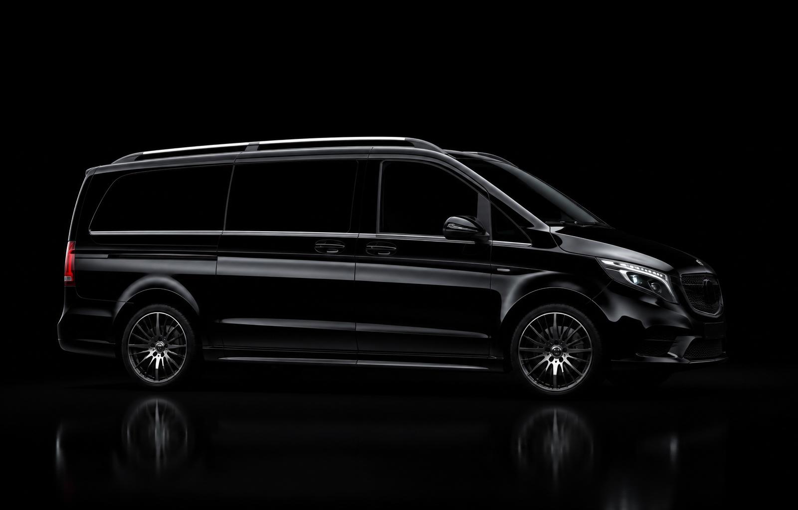 Mercedes-Benz V-Class — black chauffeur vehicle, profile view